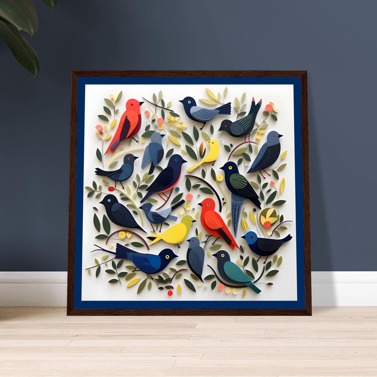 COLORFUL BIRDS 03 on Premium Semi-Glossy Paper Wooden Framed Poster