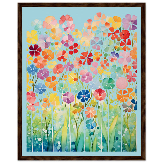 WATERCOLOR PAINTING WITH FLOWERS No. 1 - in Museum-Quality Matte Paper Wooden Framed Poster