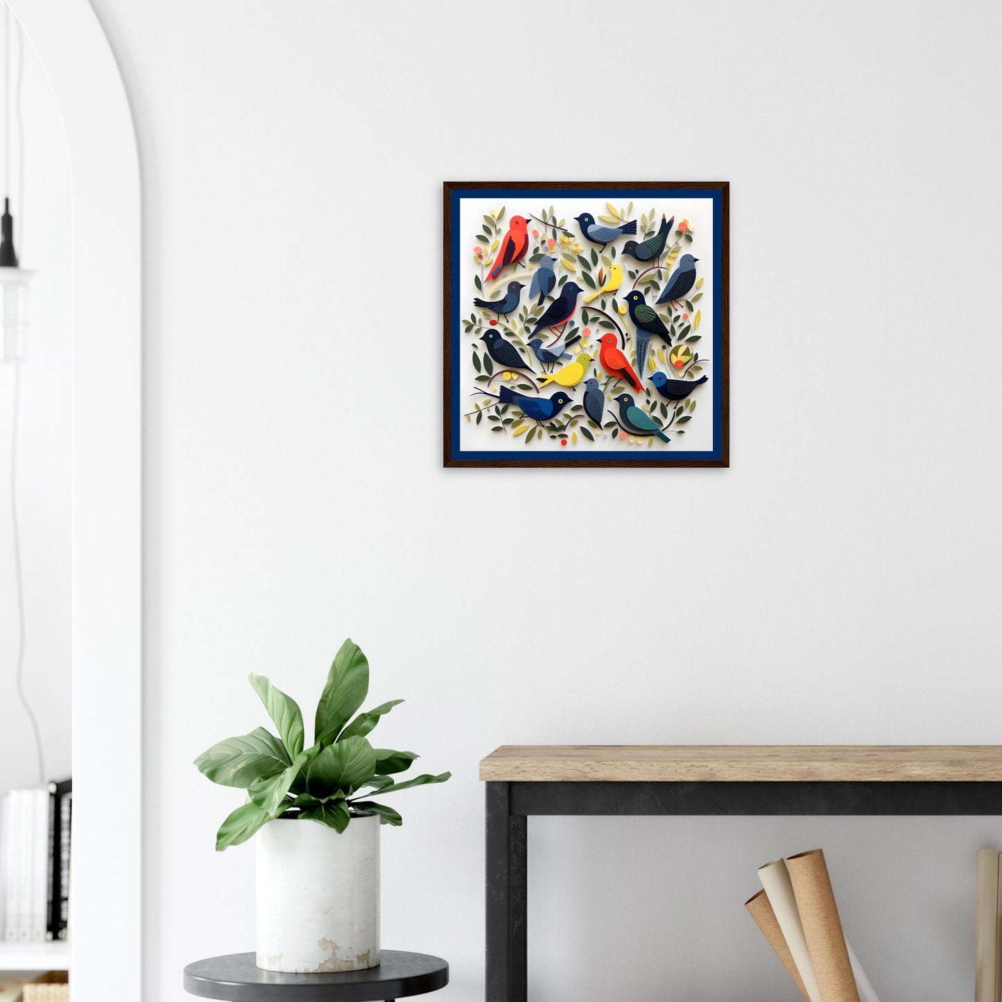 COLORFUL BIRDS 03 on Premium Semi-Glossy Paper Wooden Framed Poster