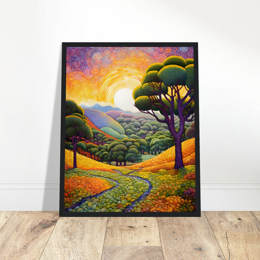 SUNSET WITH TREES - in Museum-Quality Matte Paper Wooden Framed Poster