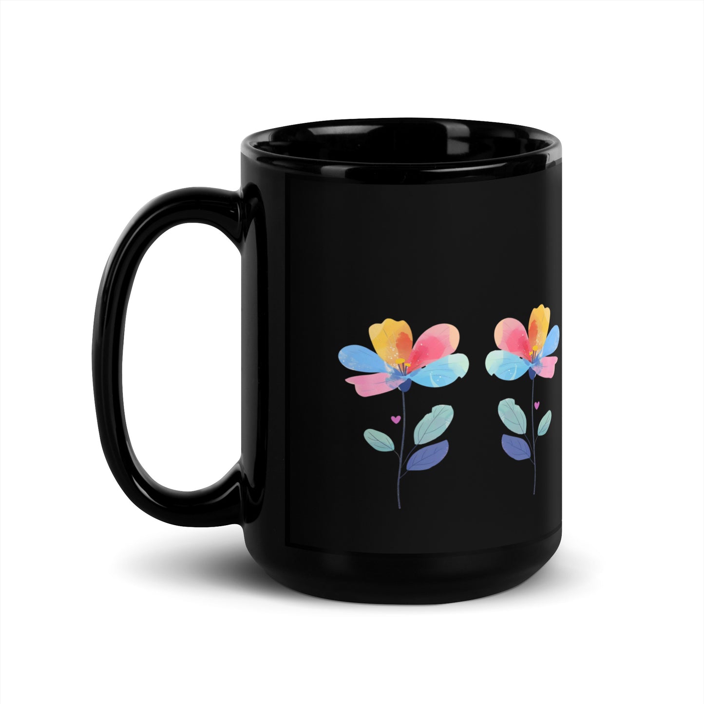 5-Flower 02 Black Glossy Mug