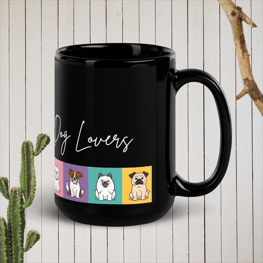DOG LOVERS - Black Glossy Mug 01